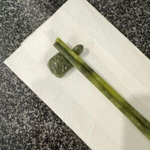 Green Jade Chopsticks with Turtle Rest